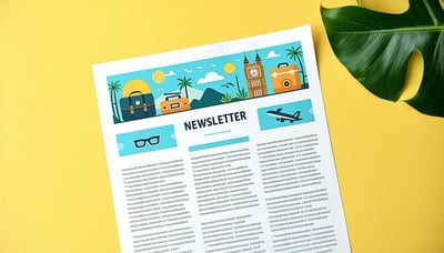 Illustration of a newsletter with travel-related icons Illustration of a newsletter with travel-related icons